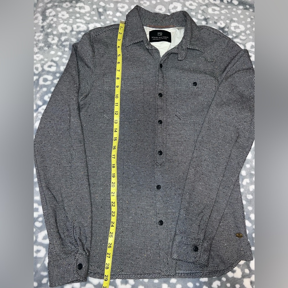 Scotch & Soda Herringbone Button Down Shirt – Black White Tailored Fit - Picture 9 of 10